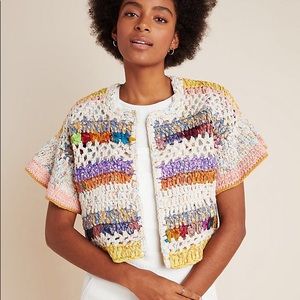 Anthropologie Mia Hand-Knit Cropped Cardigan
